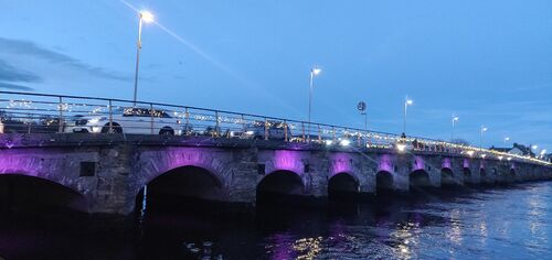 Nineteen Arches Bridge, Arklow, County Wicklow floodlight with purple lights