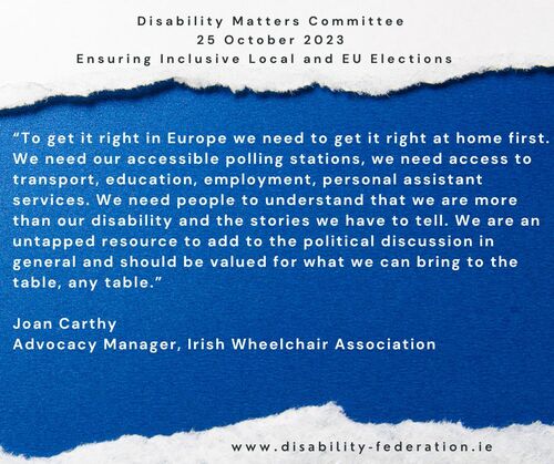 Disability Matters Committee Joan Carthy 1 