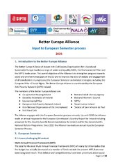 Better Europe Alliance Submit 2025 Input to European Semester Process